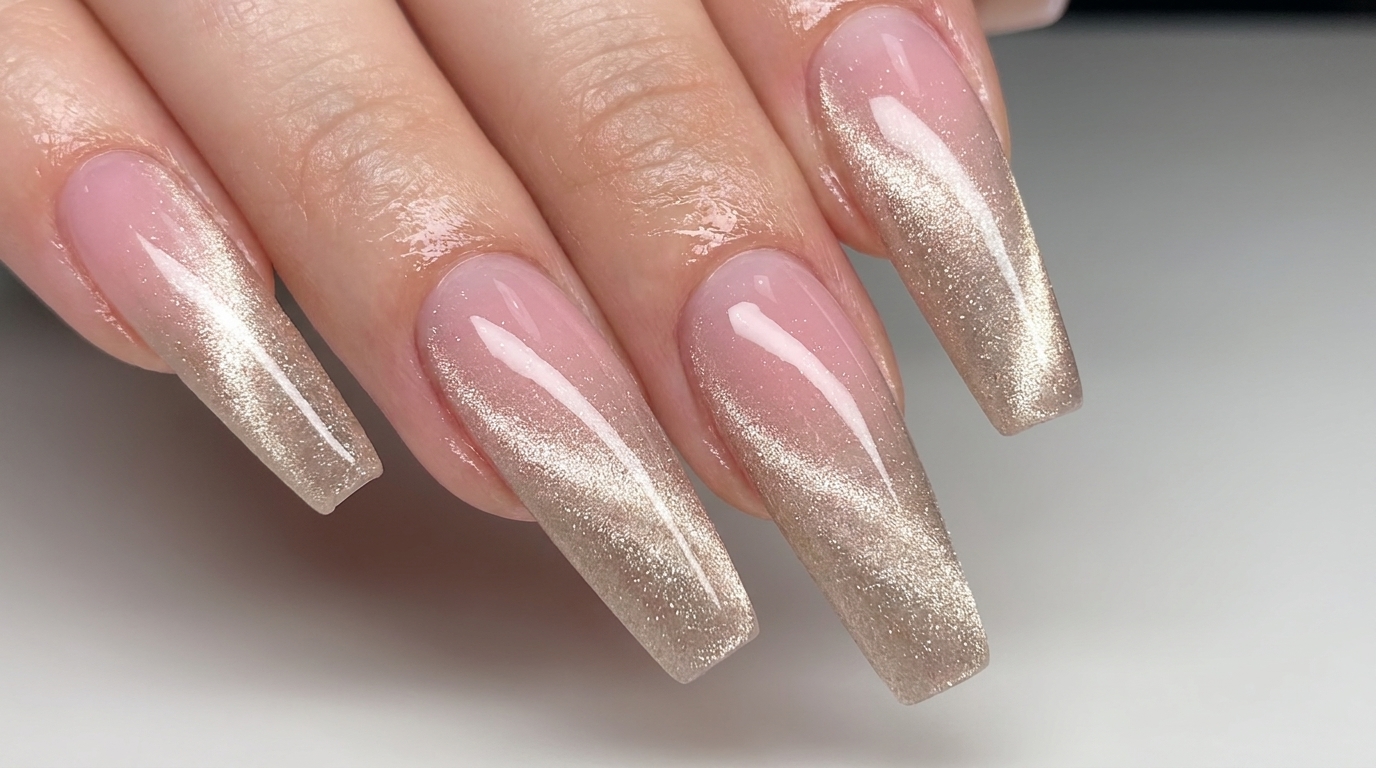 Ongles Ombré Cat Eye en Rose Doux — Tutoriel Gel Étape par Étape