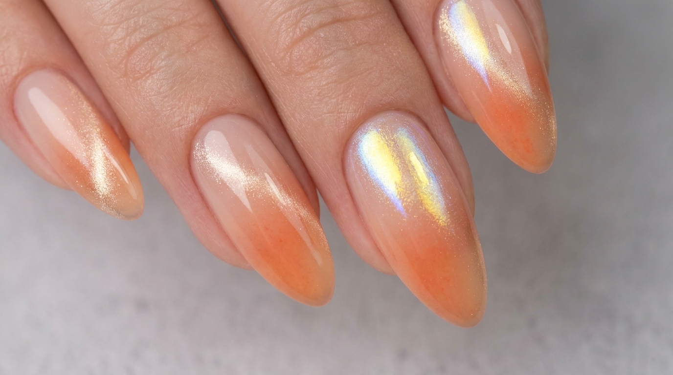 Ongles Blush Dégradé Coucher de Soleil — Tutoriel Aurora & Cat-Eye Élégant