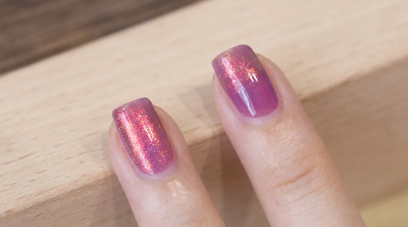 Ongles dégradés polarisés effet coucher de soleil — Tutoriel scintillant facile