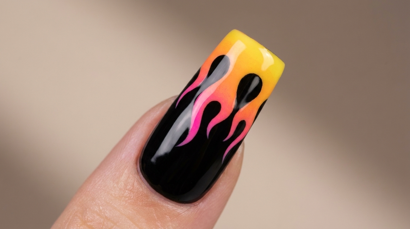 Nail Art Flammes en Dégradé — Tutoriel Étape par Étape