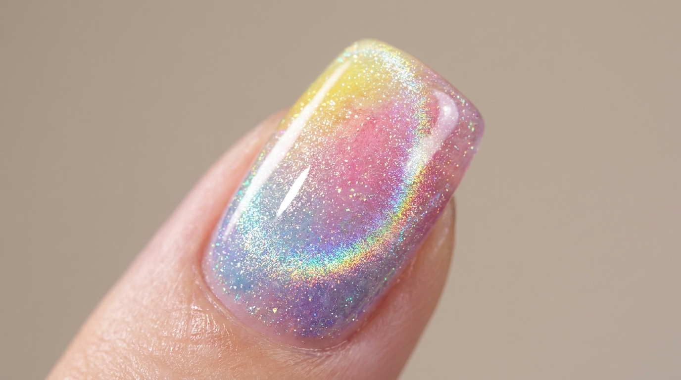 Ongles Cat-Eye Dégradé Aquarelle Dopamine — Tutoriel Pas à Pas