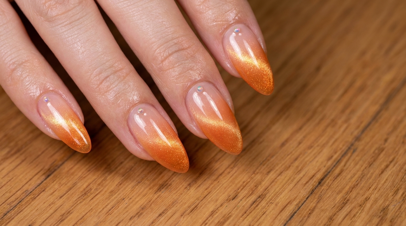 Ongles Cat Eye Dégradé Coucher de Soleil — Tutoriel Nail Art