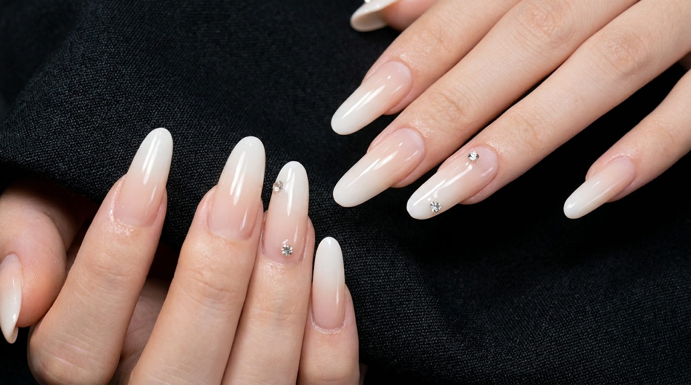 Ongles dégradés blanc laiteux — Tutoriel ombré élégant