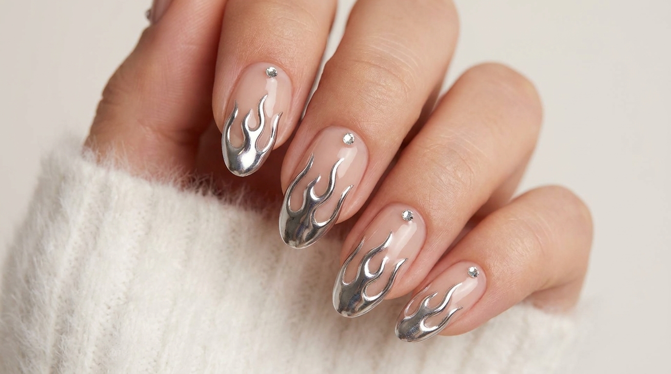 Nail Art Flammes Chromées — Tuto Effet Miroir Tendance