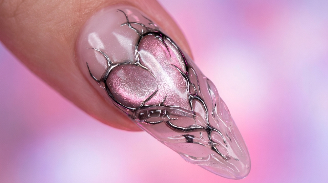 Ongles Cyber Y2K : Flammes Argentées et Effet Cat-Eye — Tutoriel Futuriste