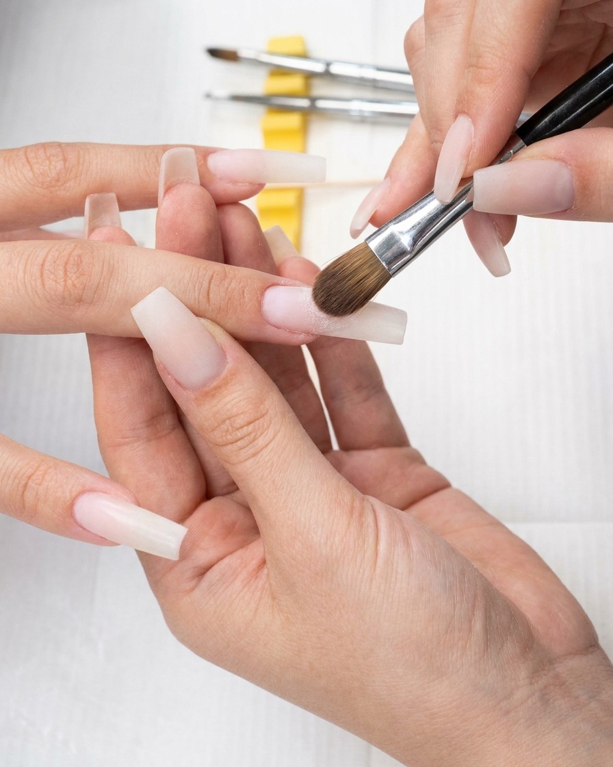 Le bord de loutil mousse nettoyant lexcès de gel sur le côté.