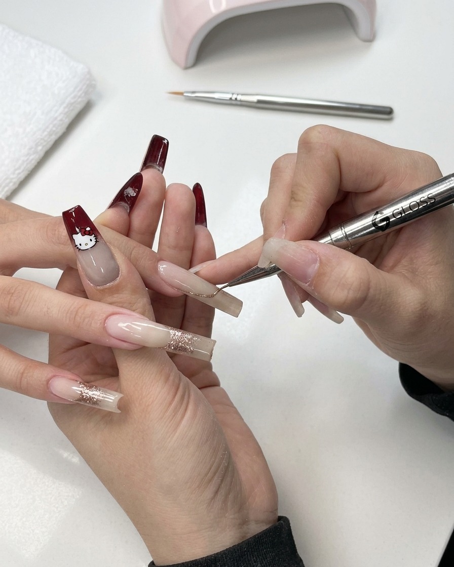 Un pinceau détail ajoutant quelques paillettes pour équilibrer le design.