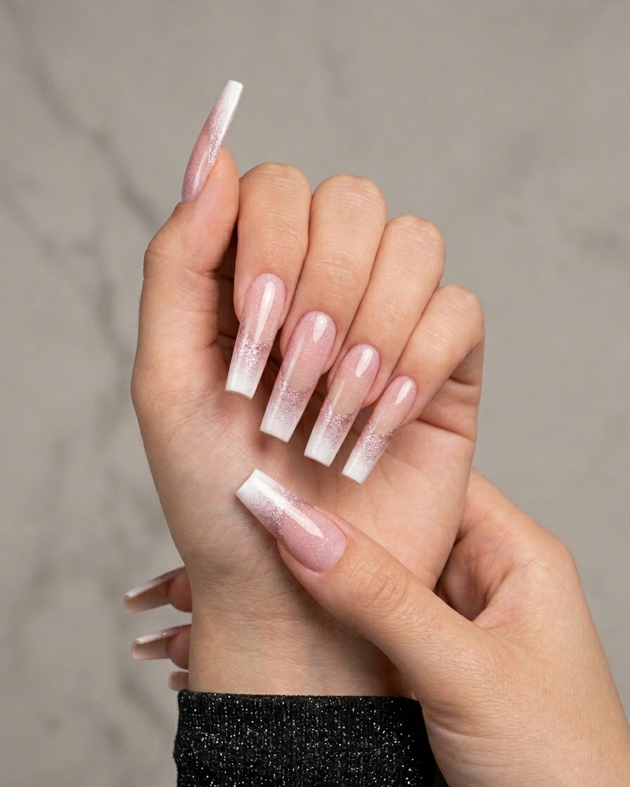 Application dune seconde couche de gel blanc sur les pointes.