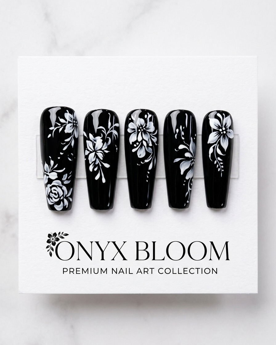Gros plan dun pinceau de précision appliquant une forme circulaire blanche sur un ongle noir uni.