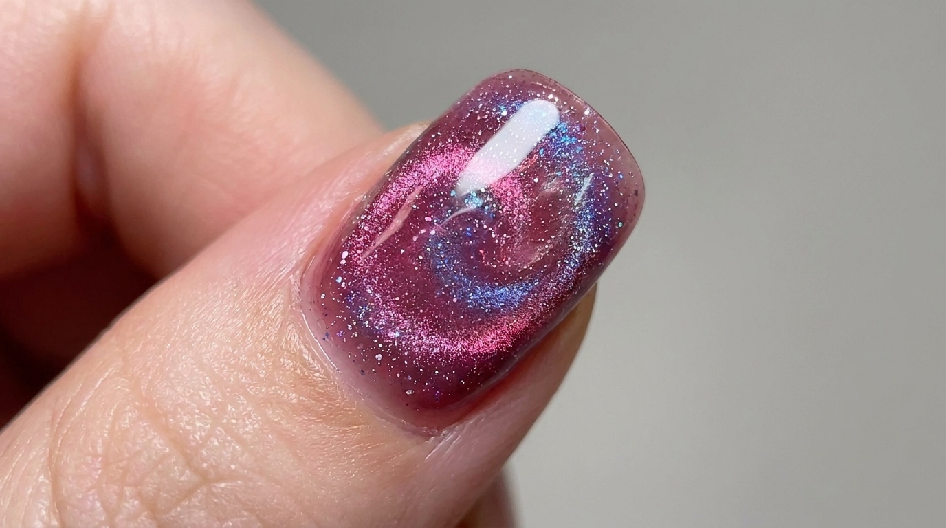 Ongles Cat Eye Nébuleuse et Jelly Litchi Rose — Tutoriel Étape par Étape
