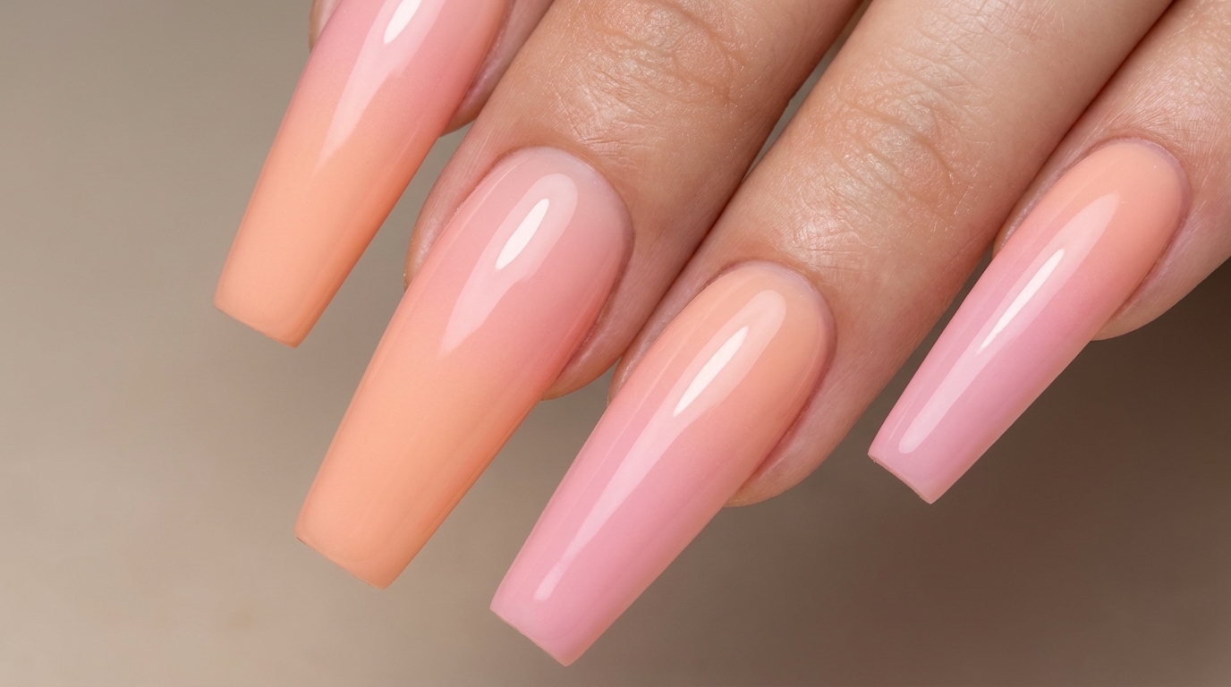 Ongles en dégradé pêche à l'aérographe — Tutoriel ombré professionnel