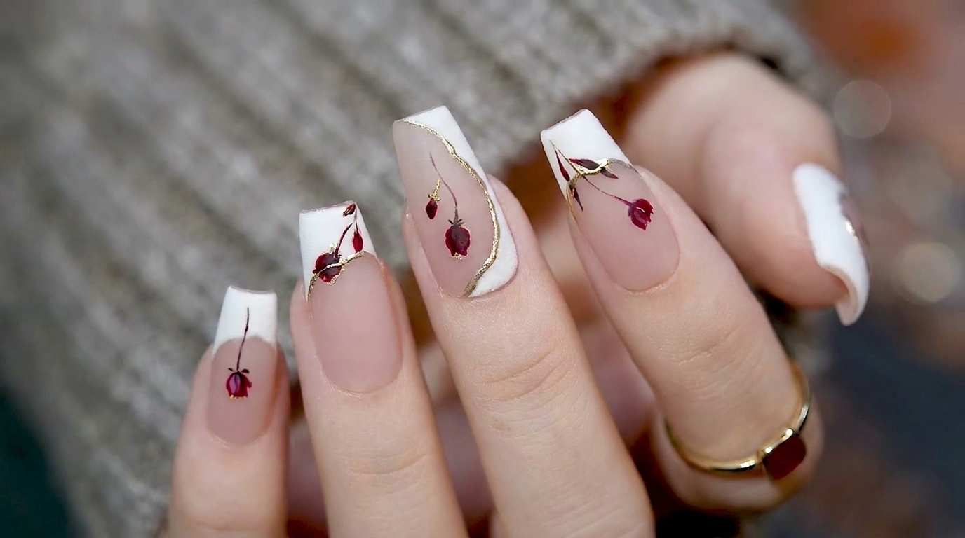 Ongles French Roses & Effet Velours Doré — Tutoriel Élégant