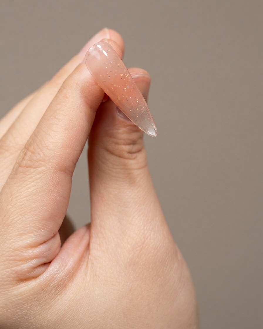 Application dun top coat mat transparent sur la base scintillante cat-eye catalysée.