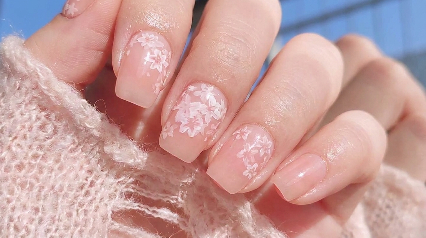 Tutoriel Ongles Sakura : Manucure fleur de cerisier printanière
