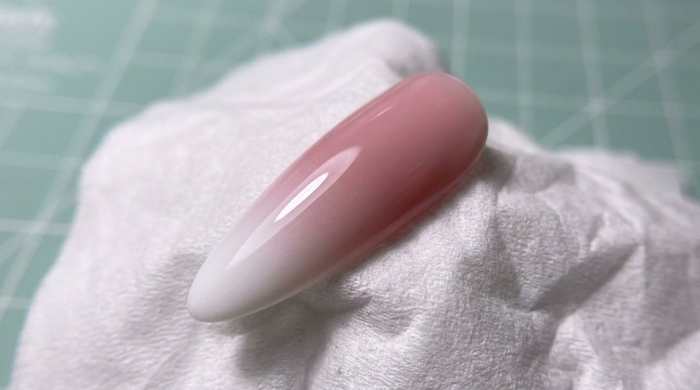 Ongles en dégradé à l'aérographe : blanc et vieux rose