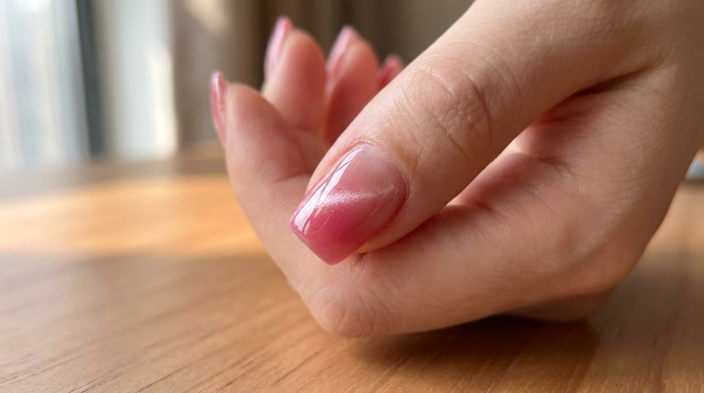 Ongles dégradés rose tulipe effet œil-de-chat — Tutoriel facile
