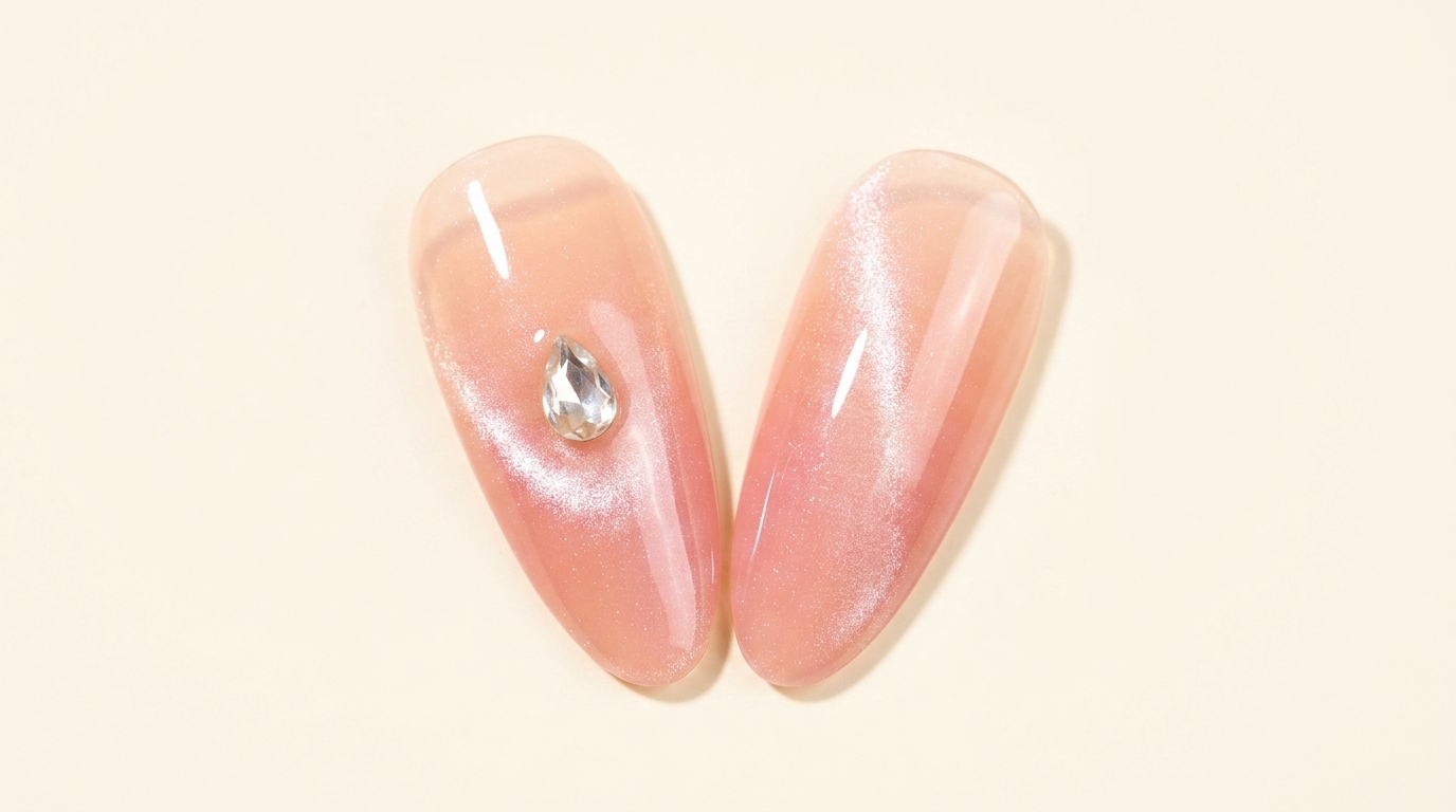 Ongles dégradés pêche effet œil-de-chat — Tutoriel étape par étape