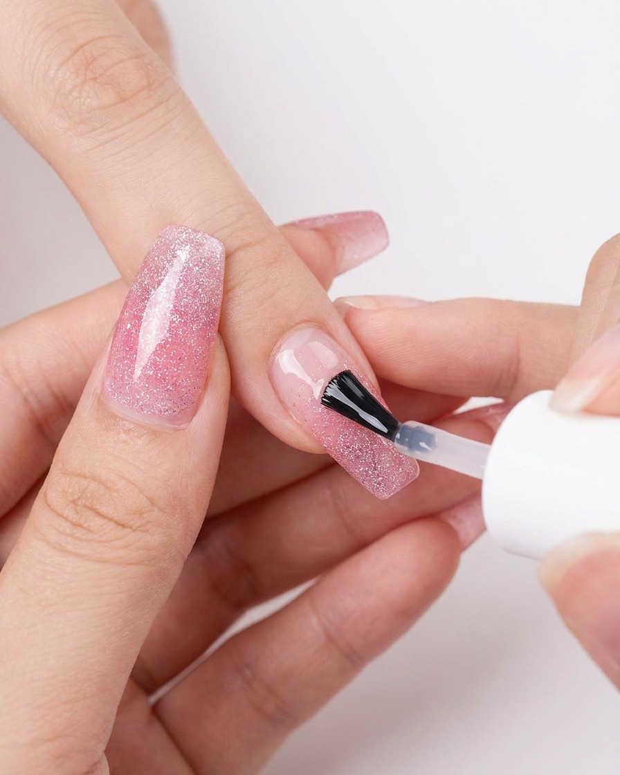 Application dun top coat sans résidu sur le dégradé.