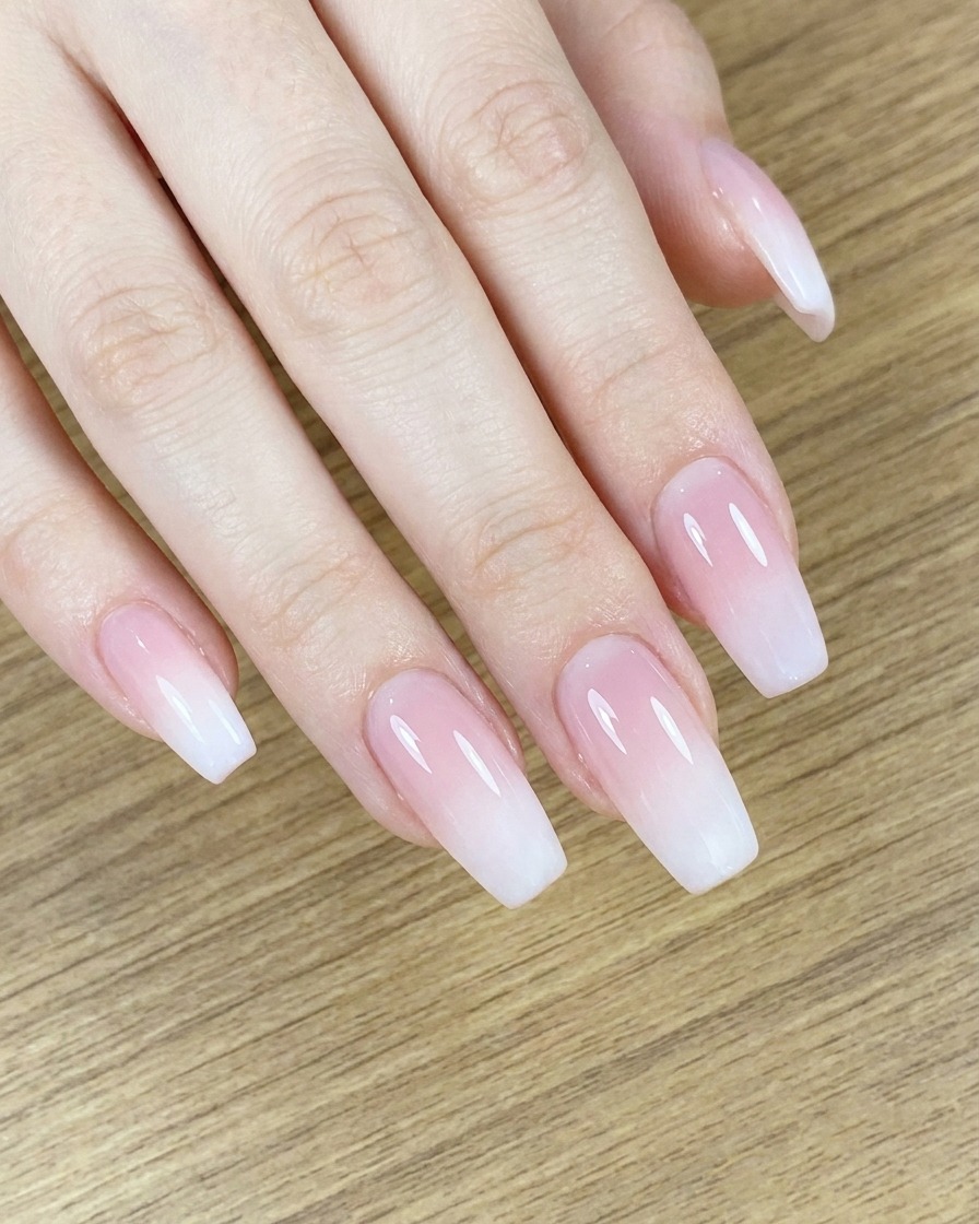Un pinceau de détail estompant doucement le vernis blanc sur la base nude.