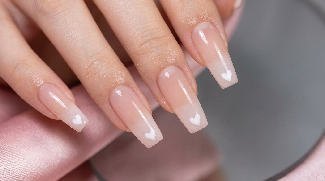 Ongles Ombré Nude Transparent avec Art Cœur — Tutoriel Gel Étape par Étape