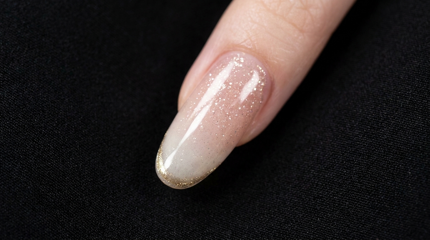 Ongles dégradés White Moonlight et paillettes — Tutoriel féerique étape par étape