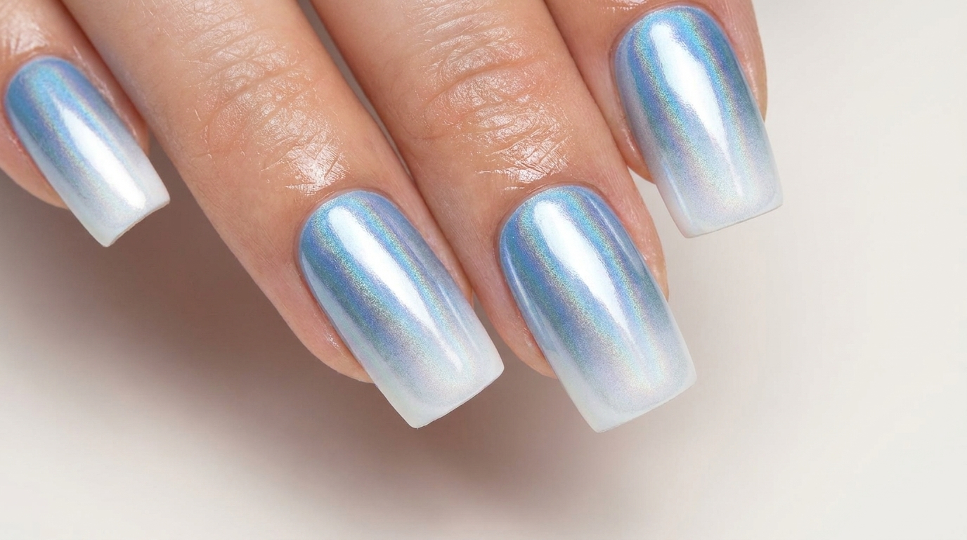 Ongles dégradés effet chrome aurora — Tutoriel étape par étape