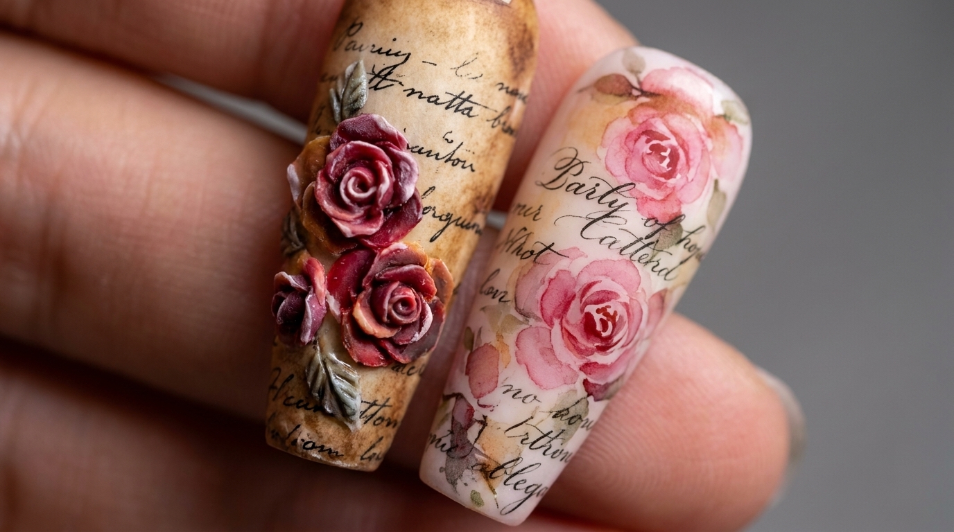 Manucure Romantique Façon Lettre d’Amour — Tutoriel Relief 3D et Aquarelle