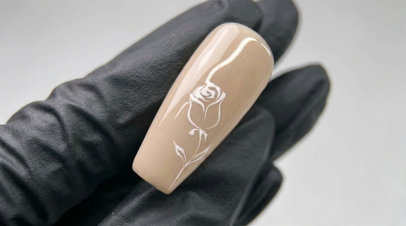 Art Ongulaire Minimaliste : Rose en Fines Lignes — Tutoriel Élégant