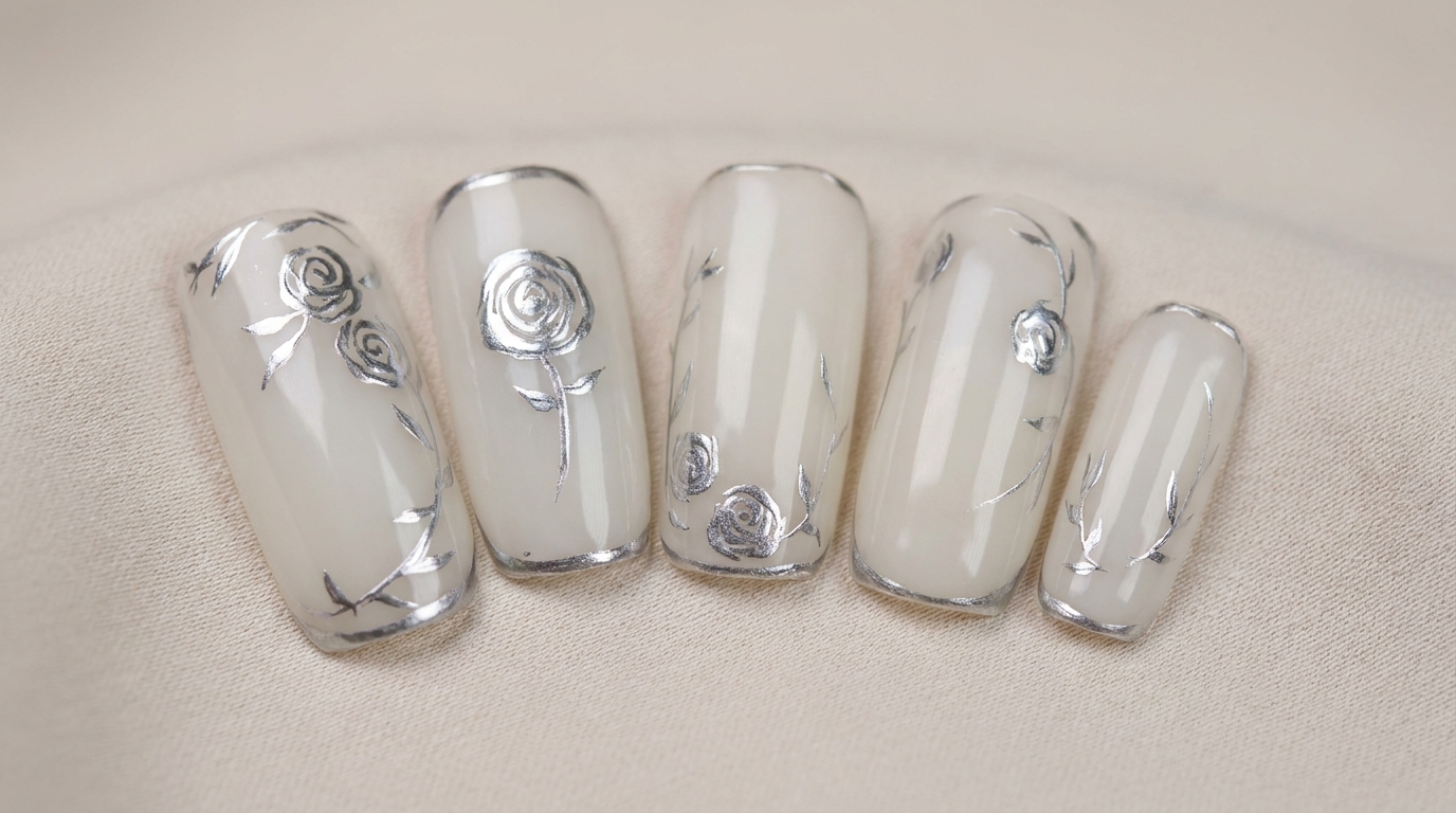Nail Art Floral Rose Métallique — Tutoriel Étape par Étape