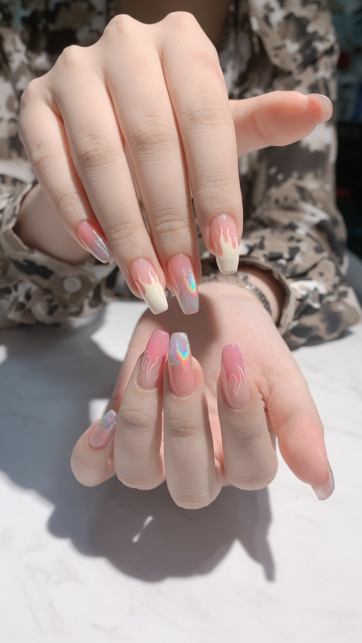 Tutoriel Ongles en Gel : Motif Flamme Irisée
