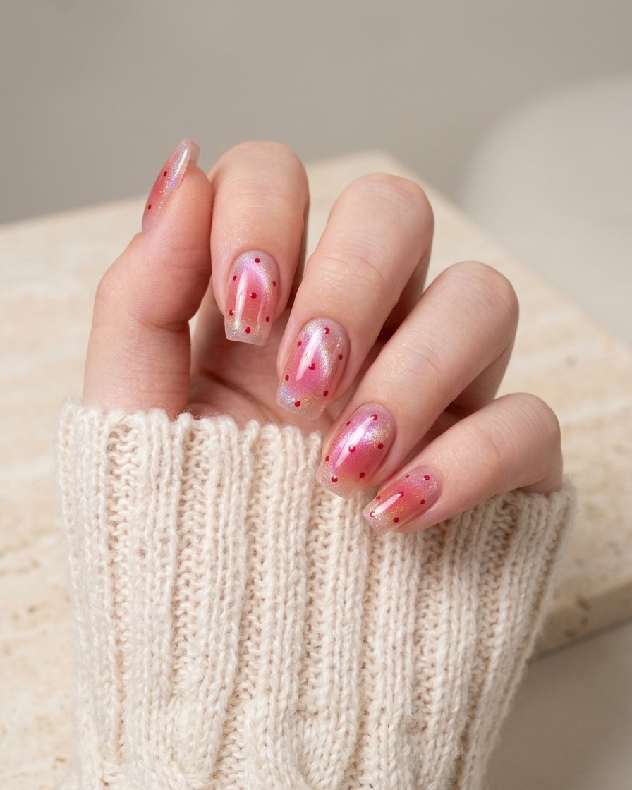 Un pinceau appliquant une couche de base coat YOUTH ROSE sur un ongle naturel propre.