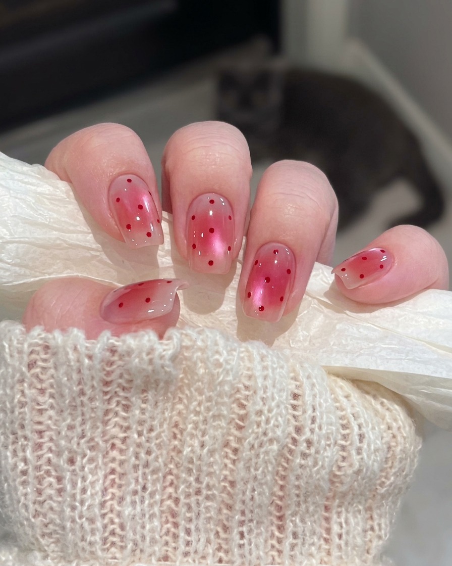 Une main avec des ongles recouverts de gel de base sous une lampe UV professionnelle.