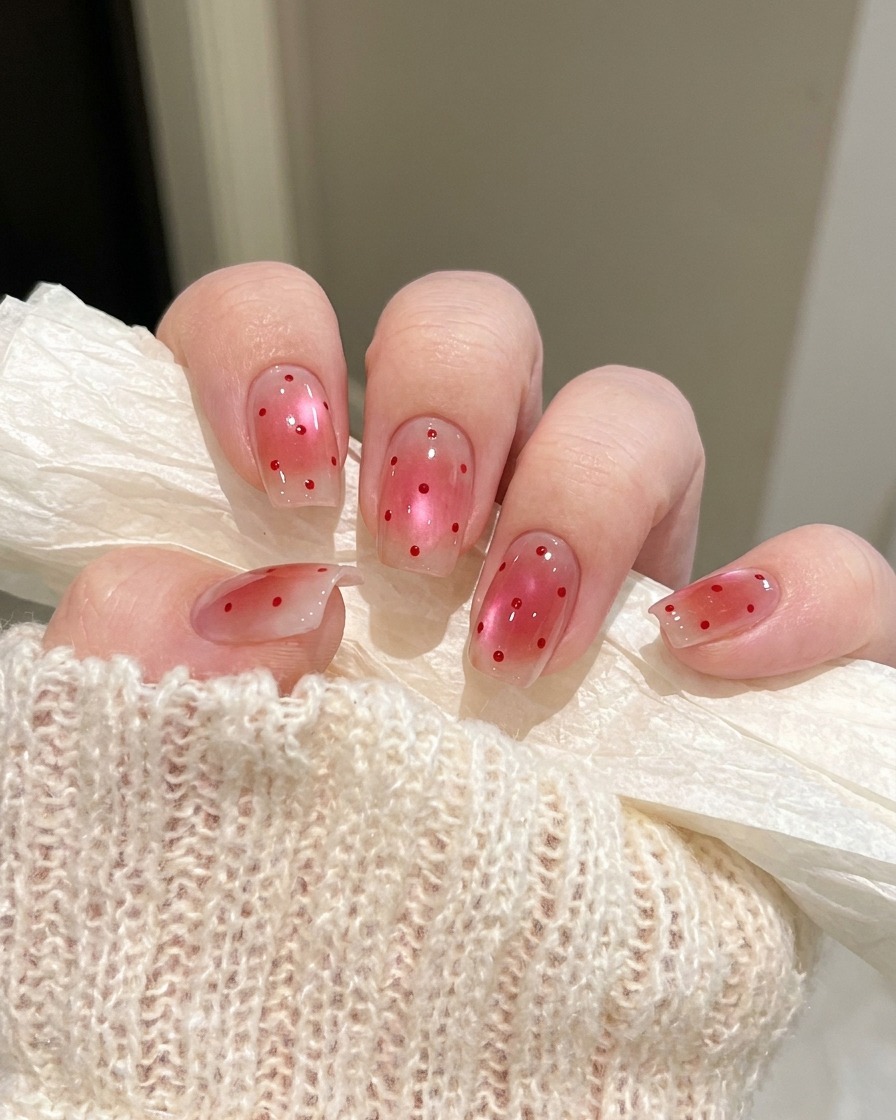 Un pinceau appliquant le gel œil de chat DORYLA M40 sur un ongle, montrant sa qualité brillante et réfléchissante.