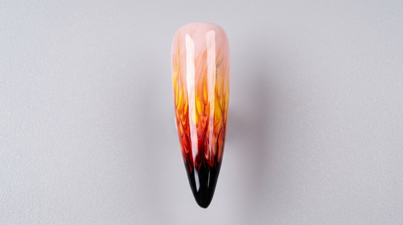 Ongles Gel Effet Flammes — Tutoriel Artistique Étape par Étape