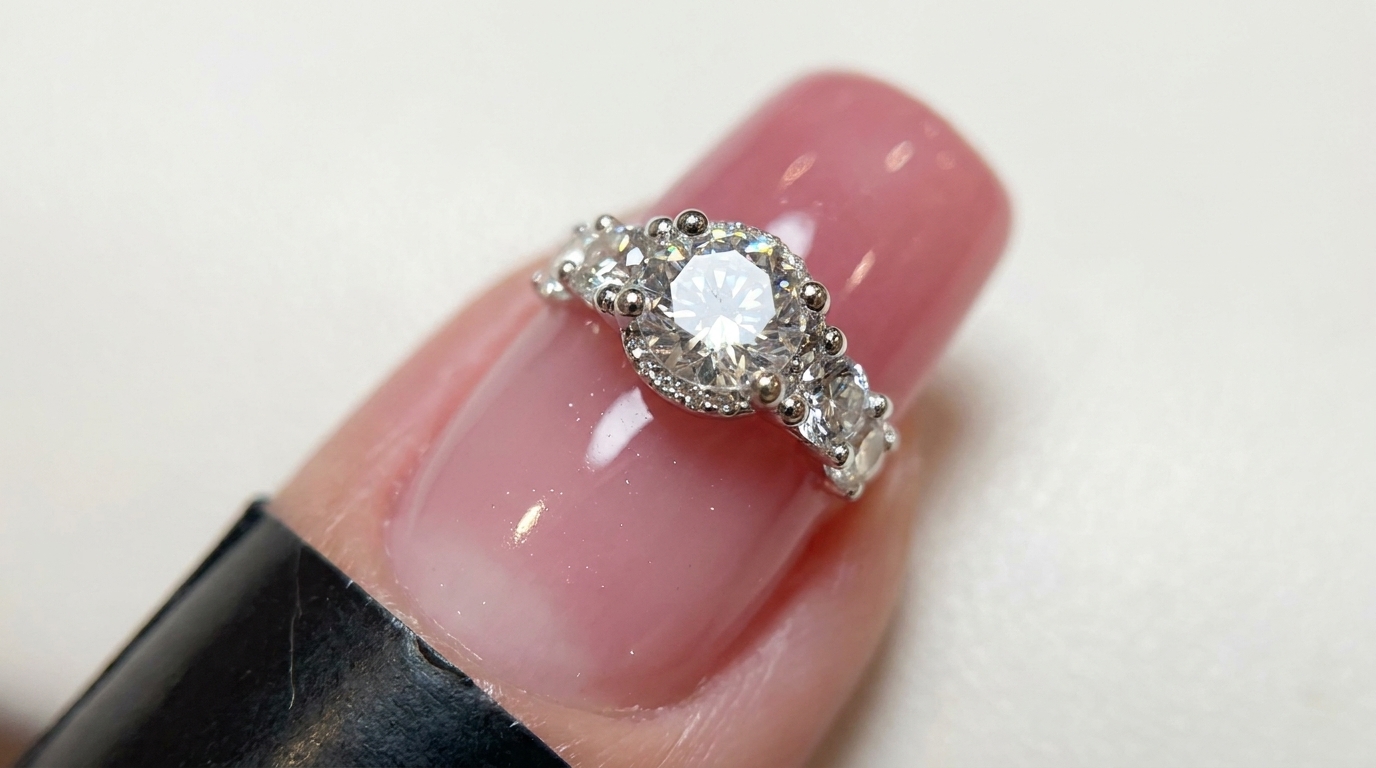 Manucure inspirée d'une bague en diamant — Tutoriel étape par étape