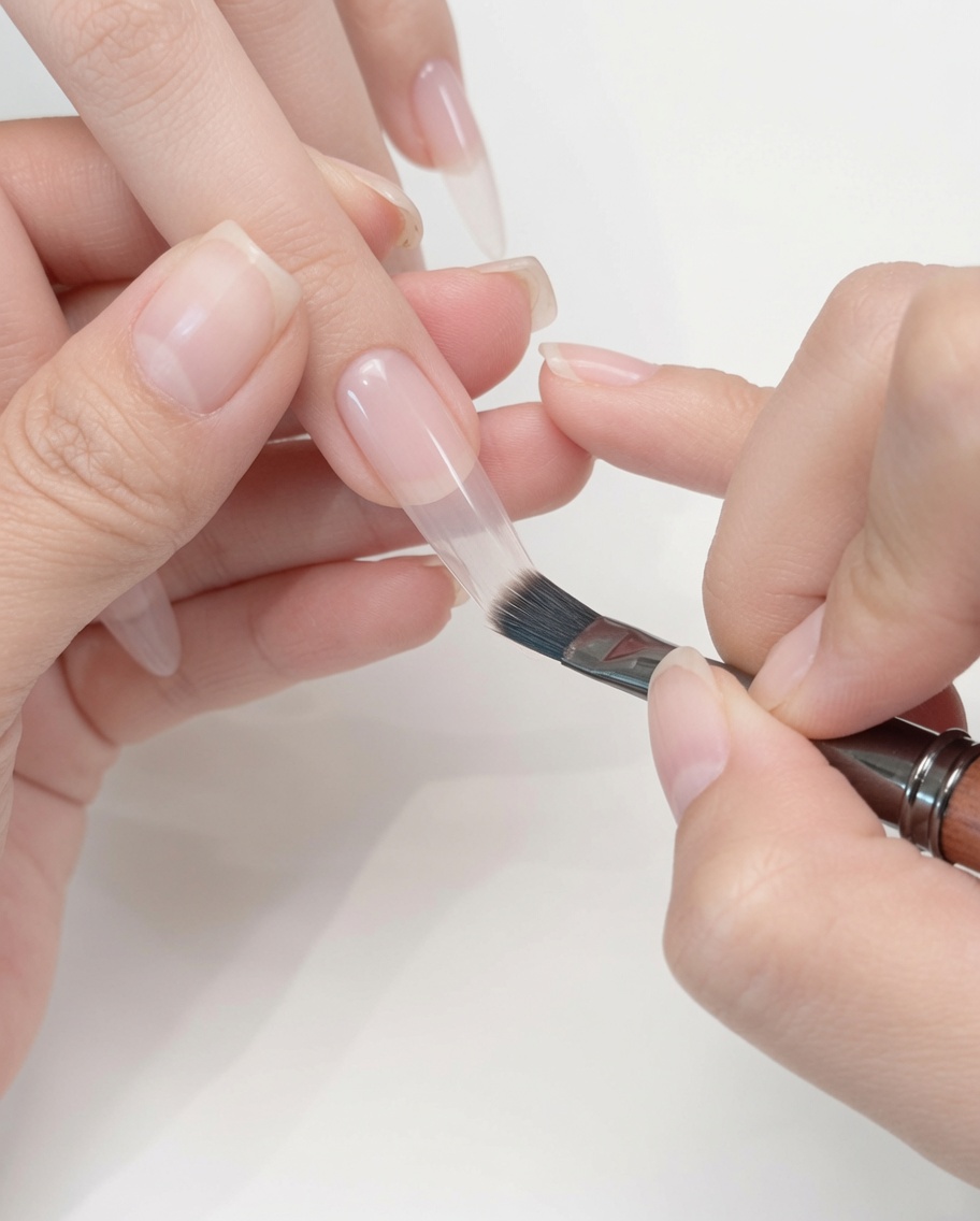 Un aimant cylindrique tenu près dun ongle recouvert de gel œil de chat humide.