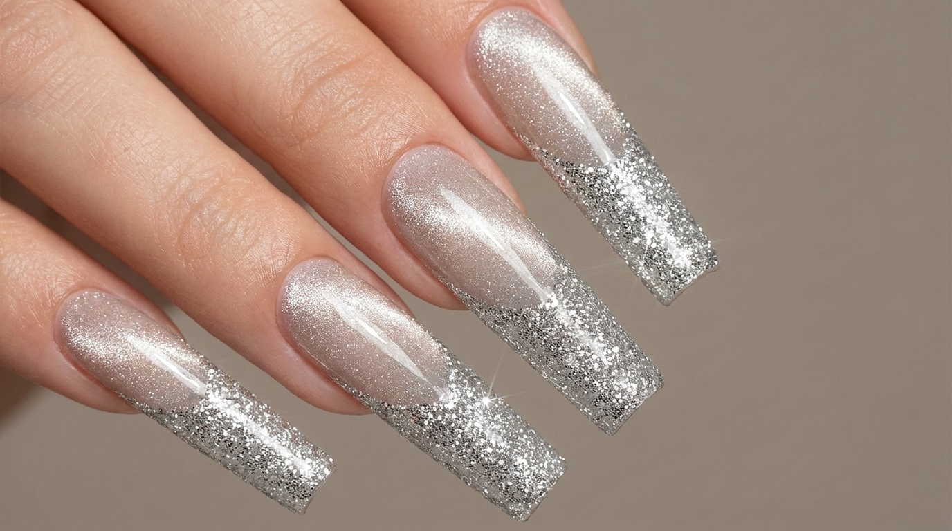 Manucure Française Pailletée avec Base Cat-Eye — Tutoriel de Luxe