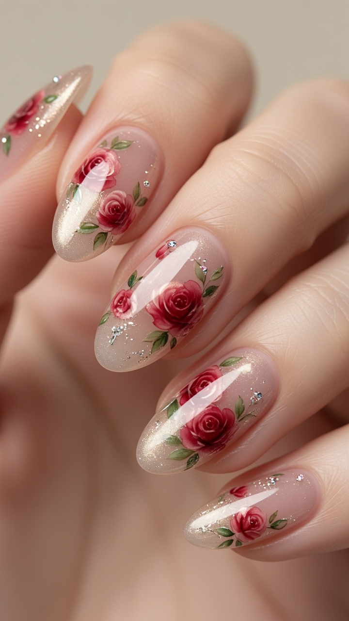 Tutoriel Nail Art : Roses en Blooming Gel et Effet Œil de Chat Champagne