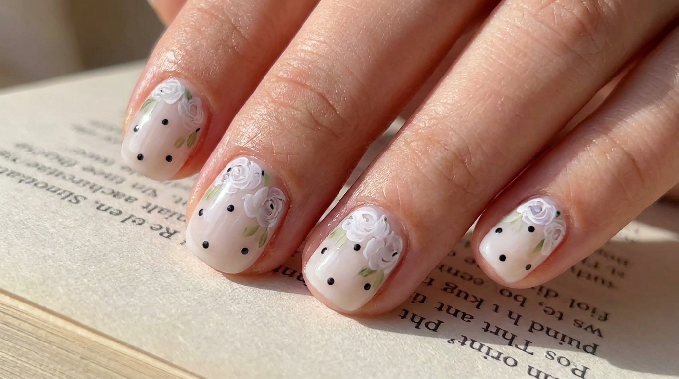 Nail Art Floral : Roses Pastorales Façon Peinture à l'Huile — Tutoriel Étape par Étape