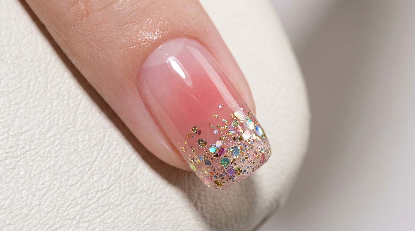 Ongles en dégradé pailleté : tutoriel professionnel étape par étape