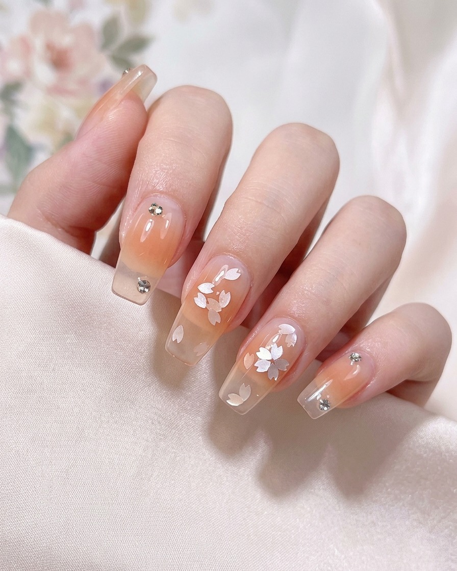 Placement dun sequin holographique sakura.