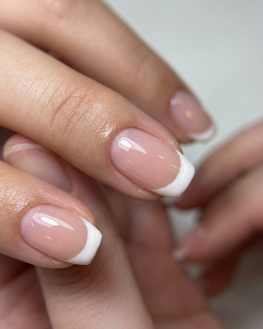 Gros plan dun repousse-cuticules en métal soulevant délicatement la zone de la cuticule sur un ongle naturel.
