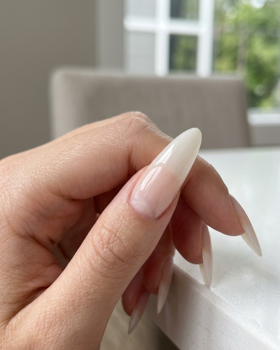 Un repousse-cuticules en métal utilisé pour nettoyer la zone des cuticules dun ongle.