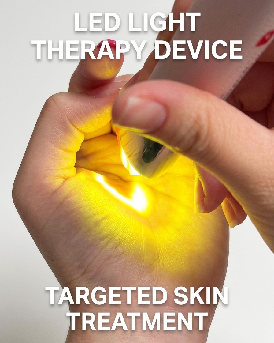 Une main positionnée sous une lampe LED pour catalyser la couche de finition nude.