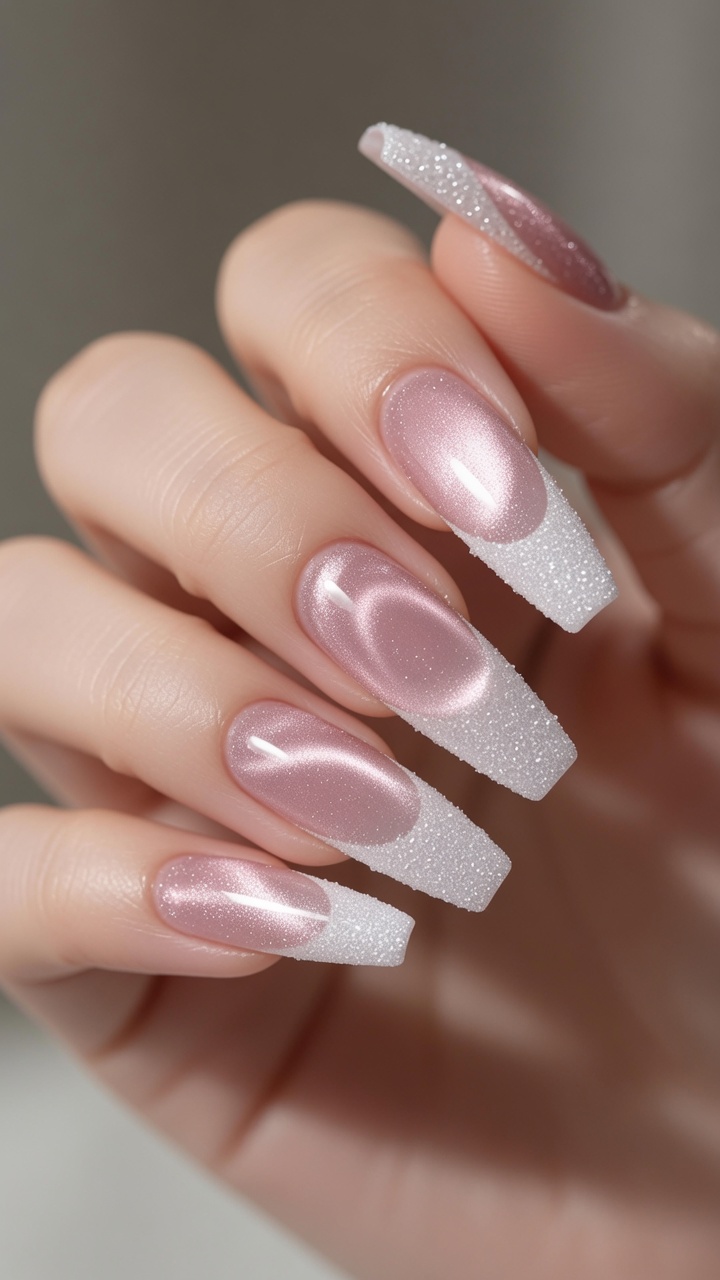 French Cat Eye : Ongles magnétiques et finition effet sucre