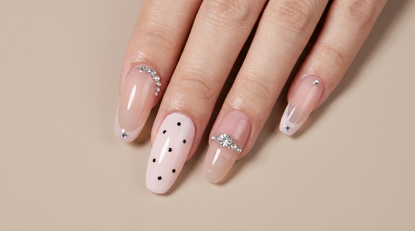 Manucure Gel Nude Rose avec Strass — Tutoriel Étape par Étape