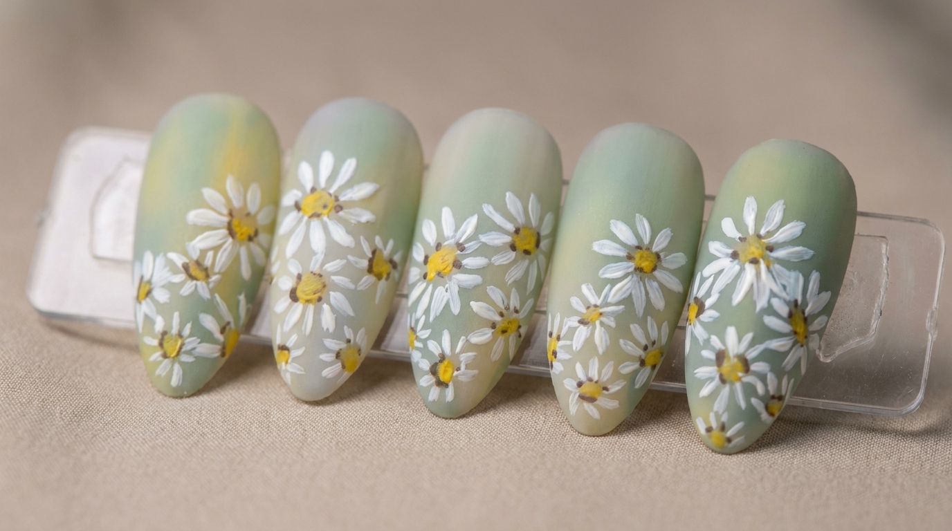 Nail Art Marguerites Style Peinture à l'Huile — Tutoriel Floral Artistique