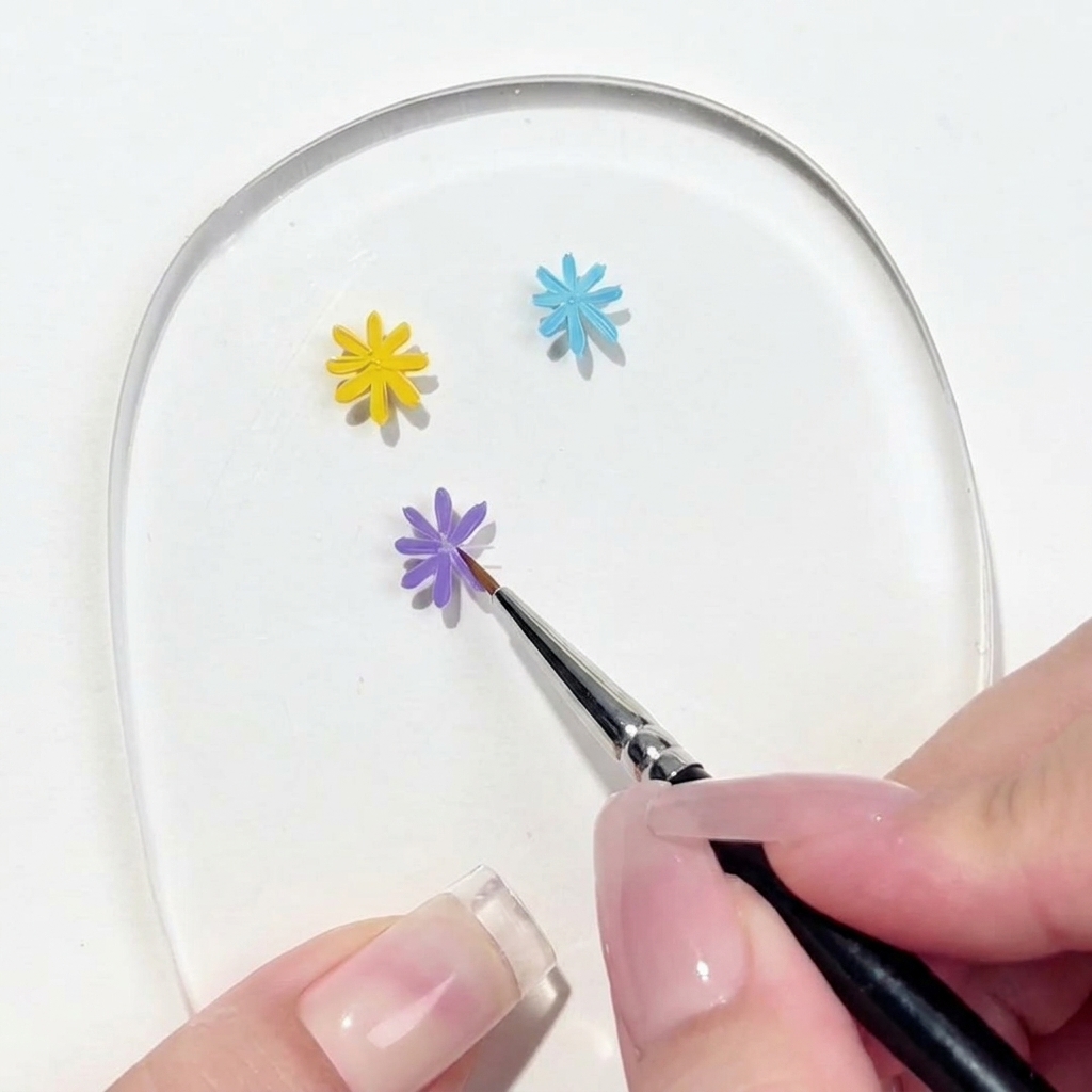 Vue rapprochée dun pinceau de détail terminant le dernier pétale dune marguerite violette.