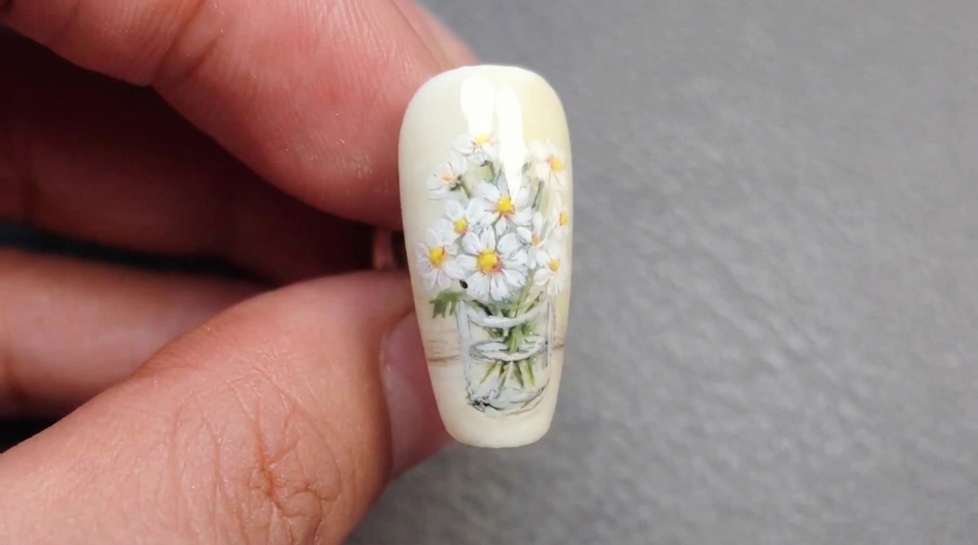 Nail Art : Bouquet de Marguerites Peint à la Main — Tutoriel Gel