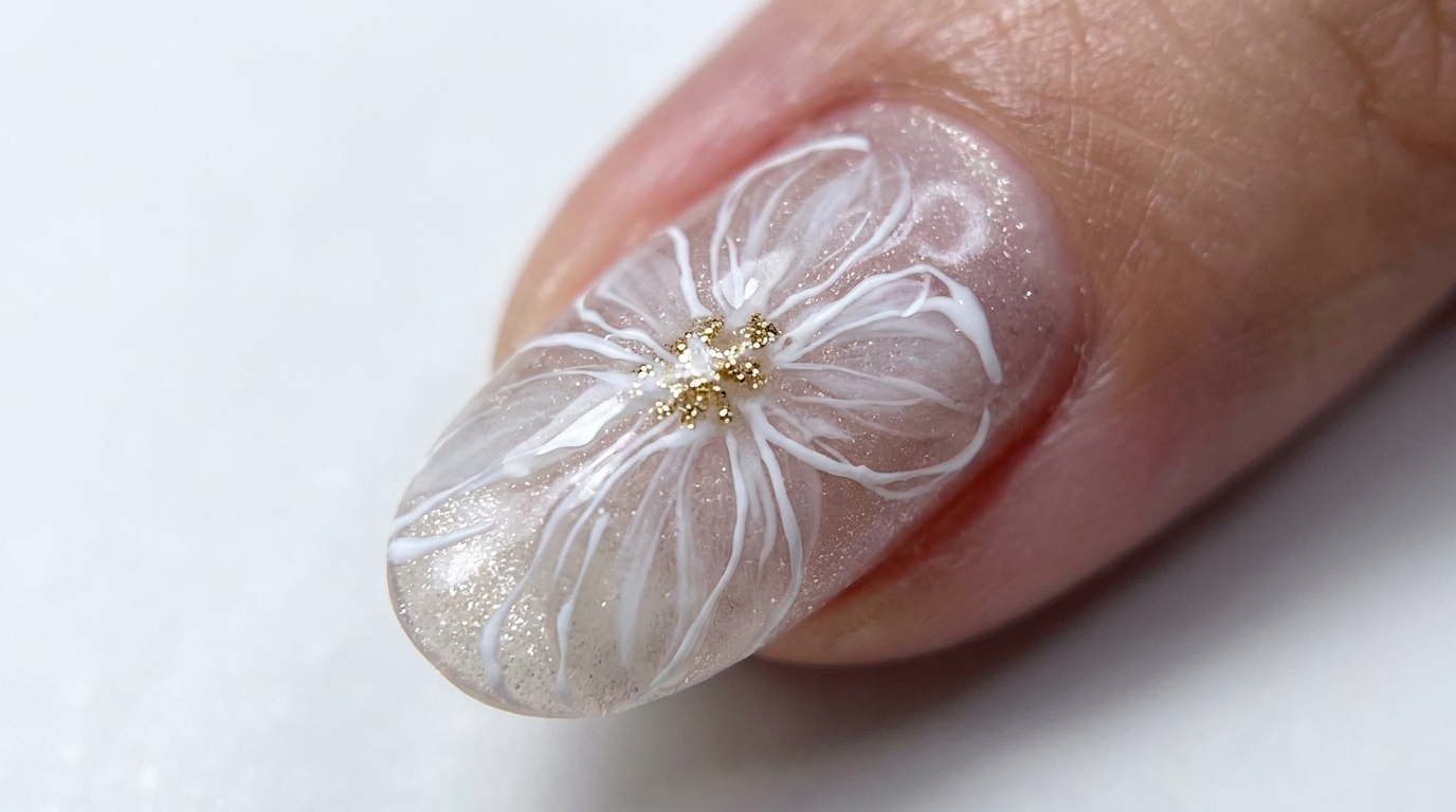 Nail Art Floral Blanc Superposé — Tutoriel Étape par Étape